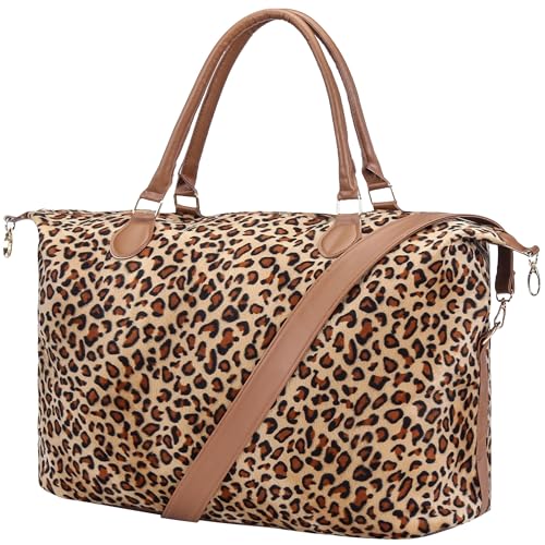 XinblueCo Leopard Weekender Bag Travel Duffle Bag For Women Large Cheetah Tote Shoulder Bag With Shoulder Strap - Image 1