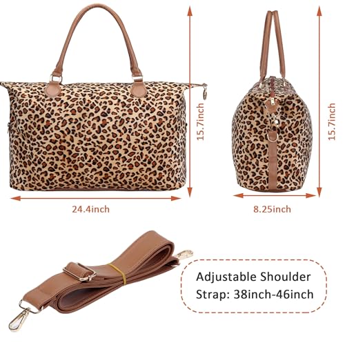 XinblueCo Leopard Weekender Bag Travel Duffle Bag For Women Large Cheetah Tote Shoulder Bag With Shoulder Strap - Image 2