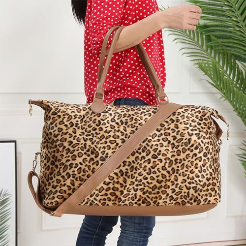 XinblueCo Leopard Weekender Bag Travel Duffle Bag For Women Large Cheetah Tote Shoulder Bag With Shoulder Strap - Image 5