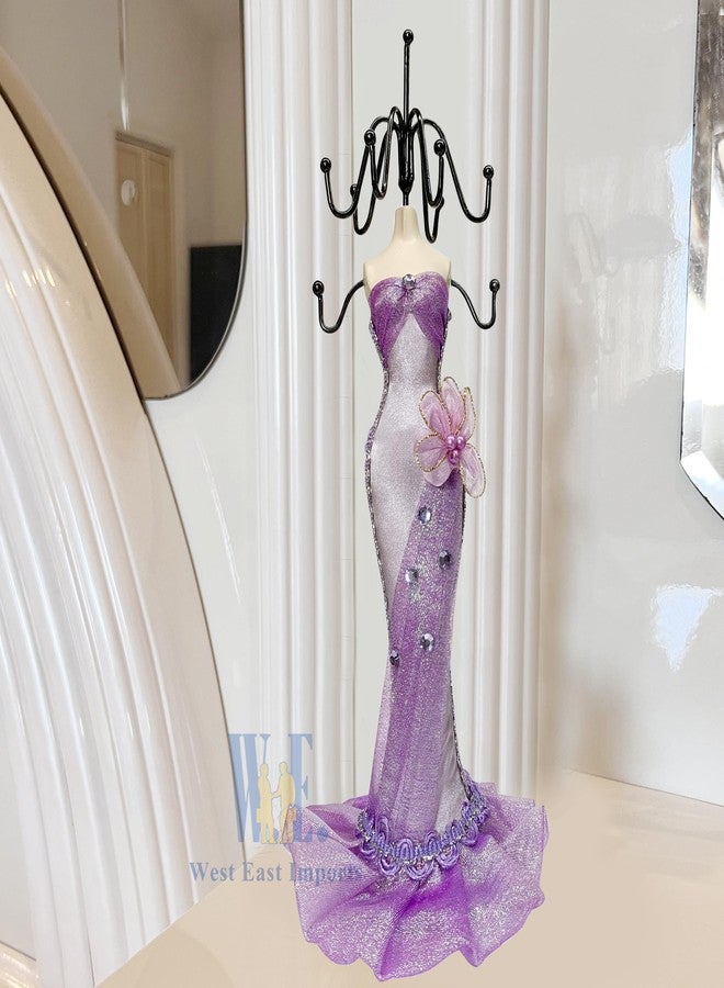 WE 10" Jewelry Stand Holder Mannequin Necklace Display Orgaziner Purple Evening Gown Jewelry Stand - Image 5