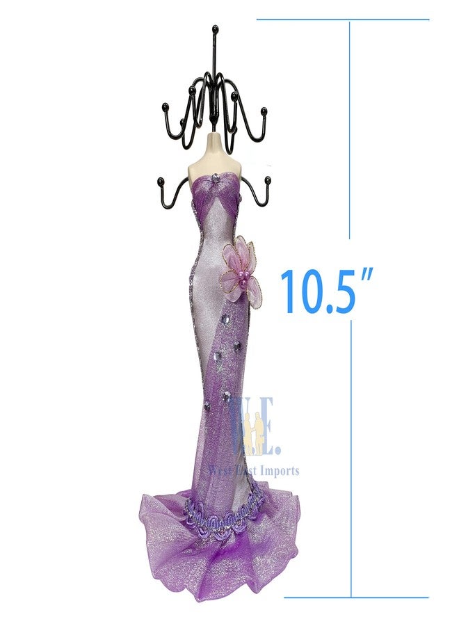WE 10" Jewelry Stand Holder Mannequin Necklace Display Orgaziner Purple Evening Gown Jewelry Stand - Image 2