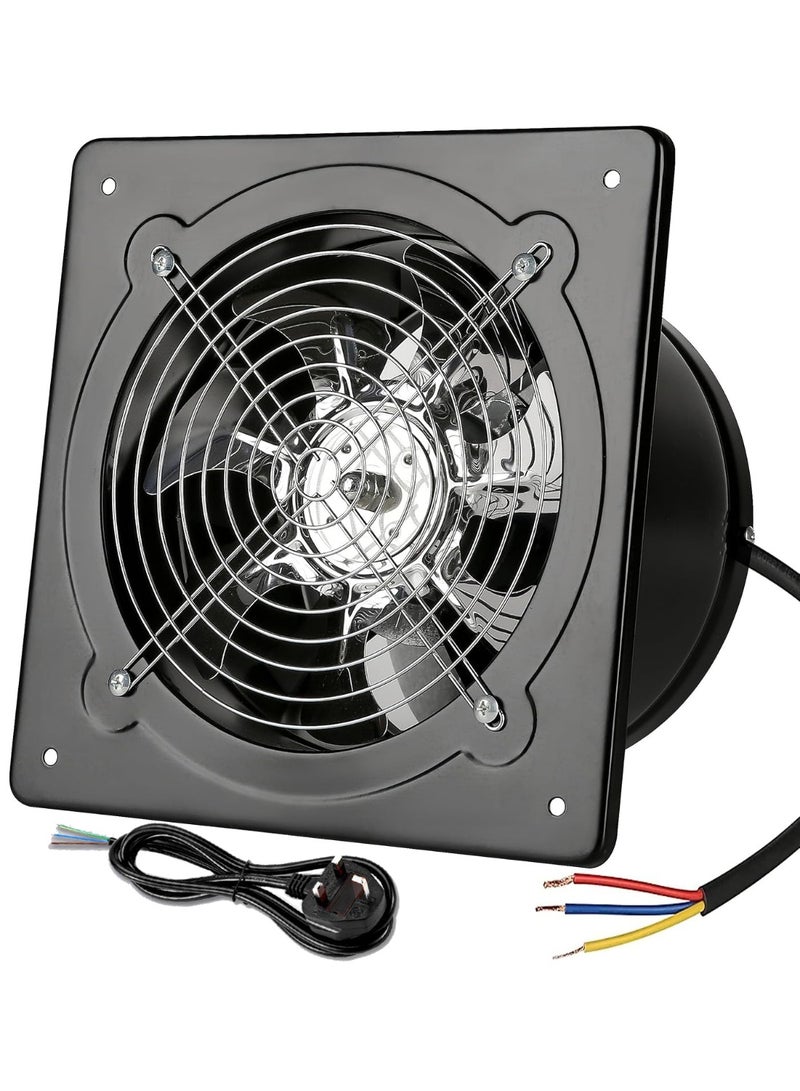 S-Color Exhaust Fan 8 inch/20.0CM Metal Extractor Fan 80W 500CFM Through-wall Installation Ventilation Fan Smoke Ventilation for Kitchen, Bathroom,laundry, Garage Black, with Backdraft Damper Black - Image 1