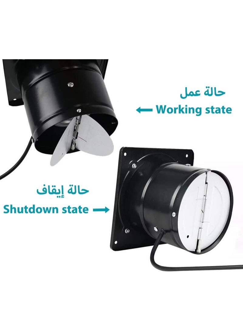 S-Color Exhaust Fan 8 inch/20.0CM Metal Extractor Fan 80W 500CFM Through-wall Installation Ventilation Fan Smoke Ventilation for Kitchen, Bathroom,laundry, Garage Black, with Backdraft Damper Black - Image 5
