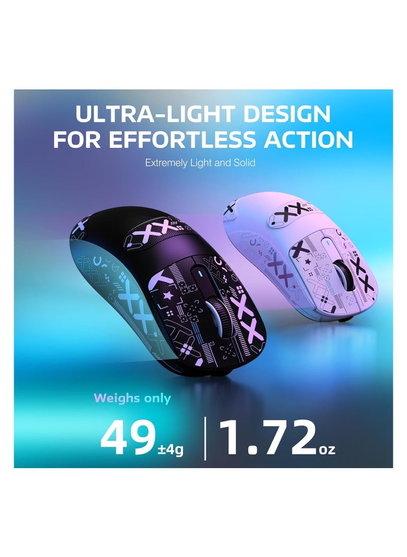 Attack Shark - Wireless Gaming Mouse + Griptape, 49g Triple Mode Ergonomic Computer Mouse, PAW3395 26K DPI Sensor, 200h Battery Life, Programmable Buttons, Gaming Accessories for PC/Laptop/Mac - Image 1
