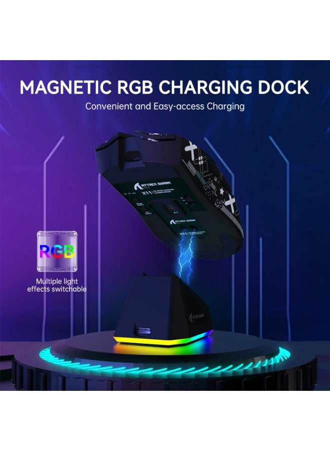 Attack Shark X11 Lightweight Tri-Mode Wireless 2.4G/USB-C Wired/BT Gaming Mouse with RGB Charging Dock ,22K DPI,PAW3311 Optical Sensor - Image 2