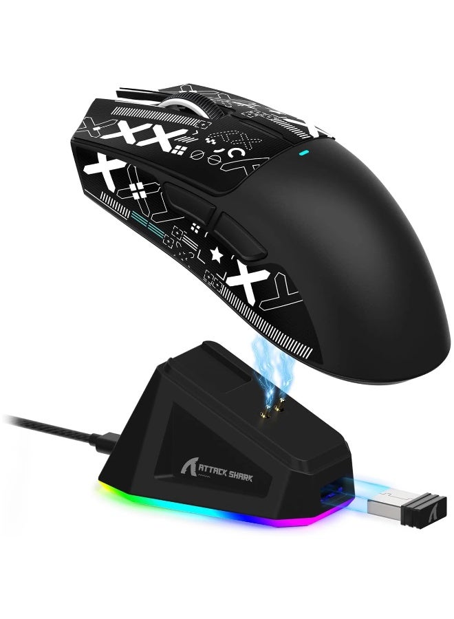 Attack Shark X11 Lightweight Tri-Mode Wireless 2.4G/USB-C Wired/BT Gaming Mouse with RGB Charging Dock ,22K DPI,PAW3311 Optical Sensor - Image 1