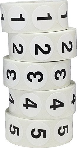 InStockLabels.com Numbers 1-5 Bulk Pack Office Warehouse Organization Inventory Stickers 3/4 Inch 500 Per Roll 2,500 Total Stickers - Image 5