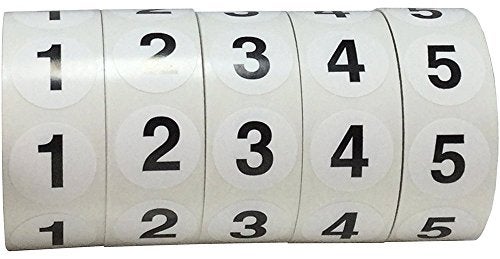 InStockLabels.com Numbers 1-5 Bulk Pack Office Warehouse Organization Inventory Stickers 3/4 Inch 500 Per Roll 2,500 Total Stickers - Image 2