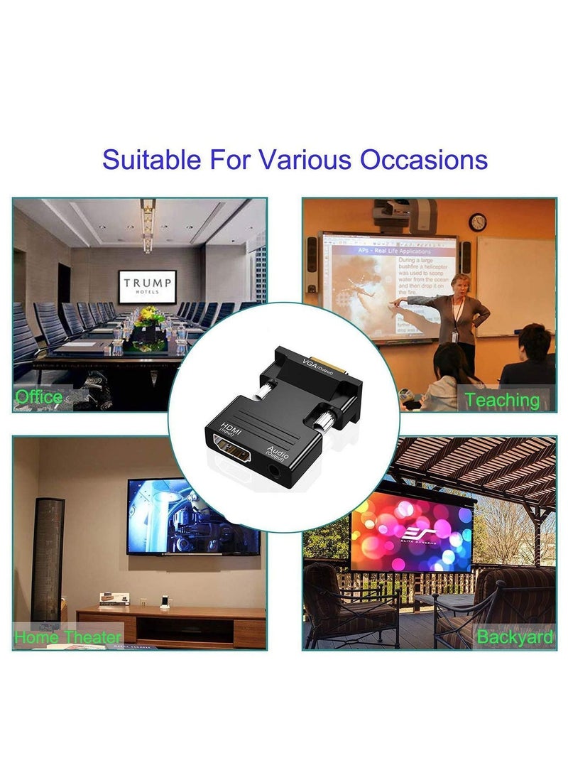 HDMI to VGA Adapter, Audio Output Cable Computer Set-top Box Converter Connector Adapter for Laptop PC Monitor Projector HDTV ( 3.5mm Stereo Included )  - Image 5