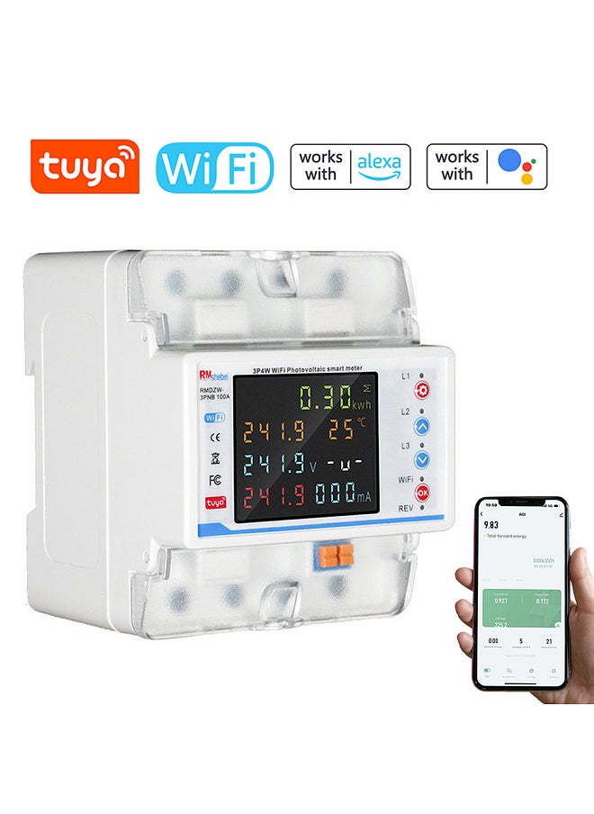 Tuya WiFi Intelligent Circuit Breaker Automatic Reclosure Protector 3P4W Power Meter Three Phase Reclosure Switch with Multiple Protections Timing Schedule Electricity Metering Functions  - Image 1
