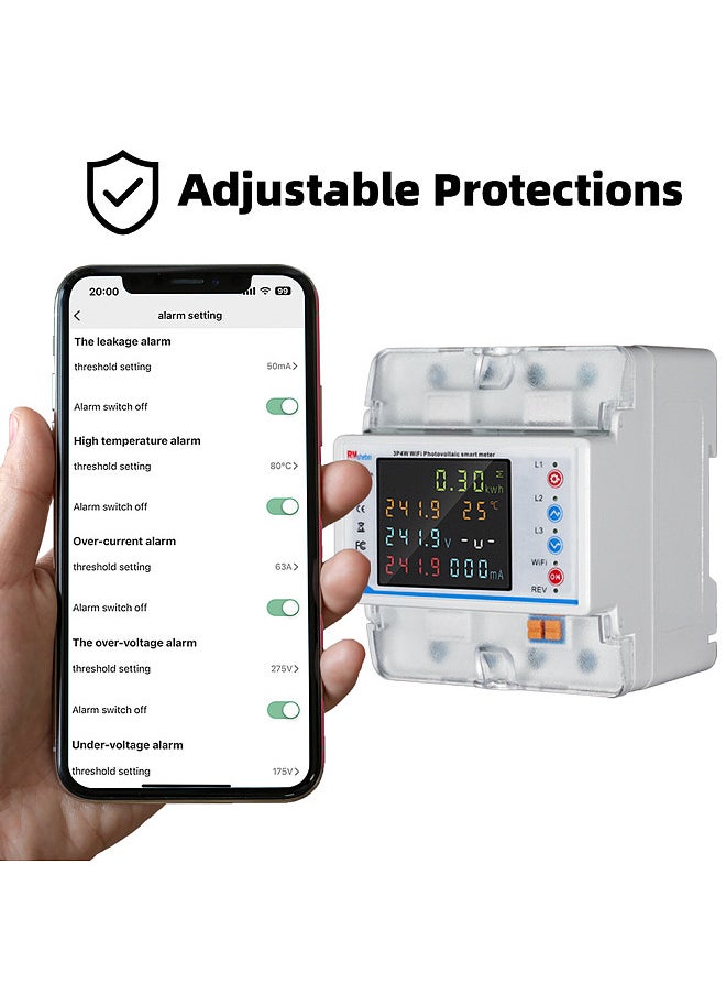 Tuya WiFi Intelligent Circuit Breaker Automatic Reclosure Protector 3P4W Power Meter Three Phase Reclosure Switch with Multiple Protections Timing Schedule Electricity Metering Functions  - Image 5
