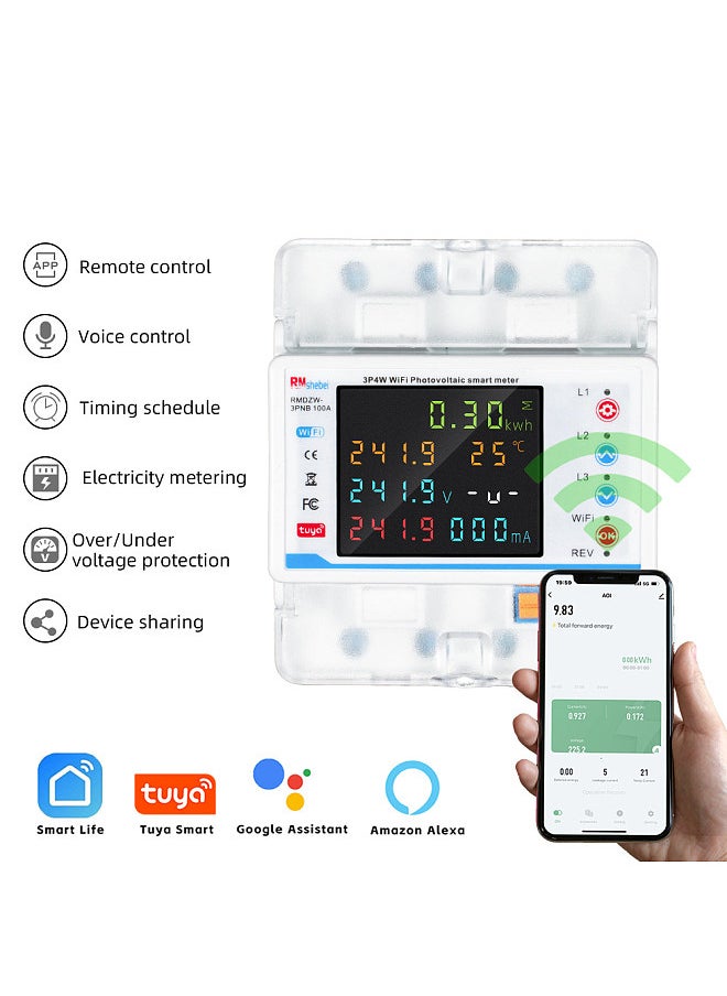 Tuya WiFi Intelligent Circuit Breaker Automatic Reclosure Protector 3P4W Power Meter Three Phase Reclosure Switch with Multiple Protections Timing Schedule Electricity Metering Functions  - Image 4