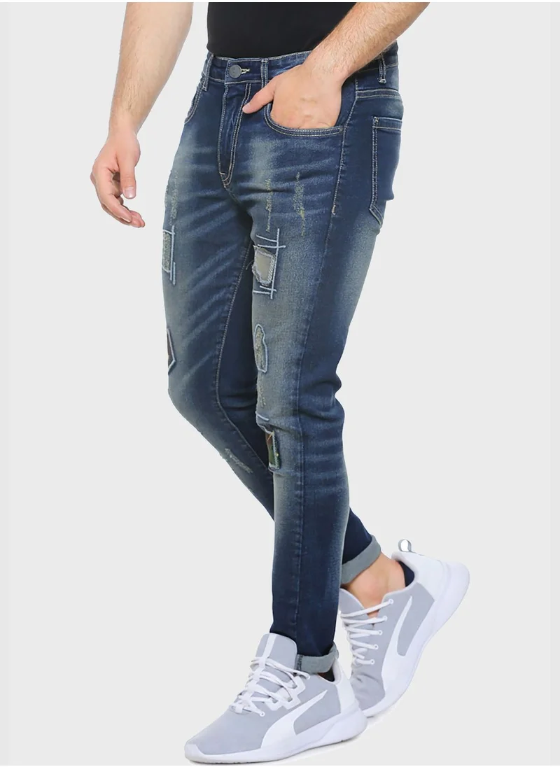 Campus Sutra Distressed Slim Fit Jeans