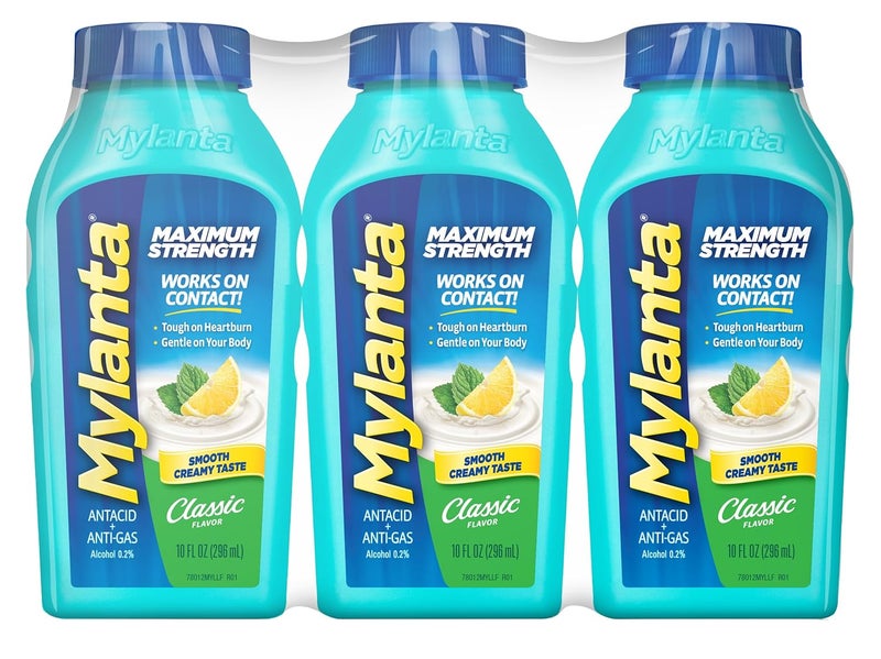 Mylanta Mylanta Antacid and Anti-Gas, Maximum Strength Formula for Heartburn and Gas Relief, 3 Pack, Classic Flavor, 10 Fluid Ounce 