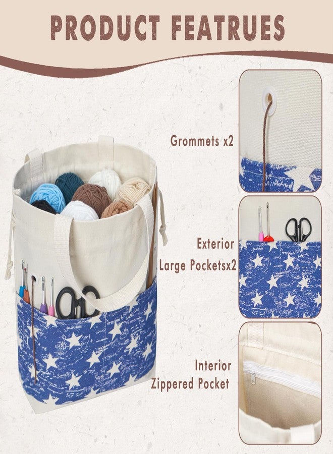 TOGETRUE Yarn Bag, Knitting Crochet Tote Bag, Yarn Storage Bags Organizer, Crochet Bags for Crocheting Project, Store Skein Ball, Short Knitting Needle (Blue) - Image 5