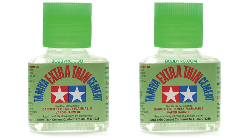 Tamiya 2 Pack TAMIYA 87038 Extra Thin Cement Glue FINE TIP 40ML Includes CHICAGOLAND RC Coupon