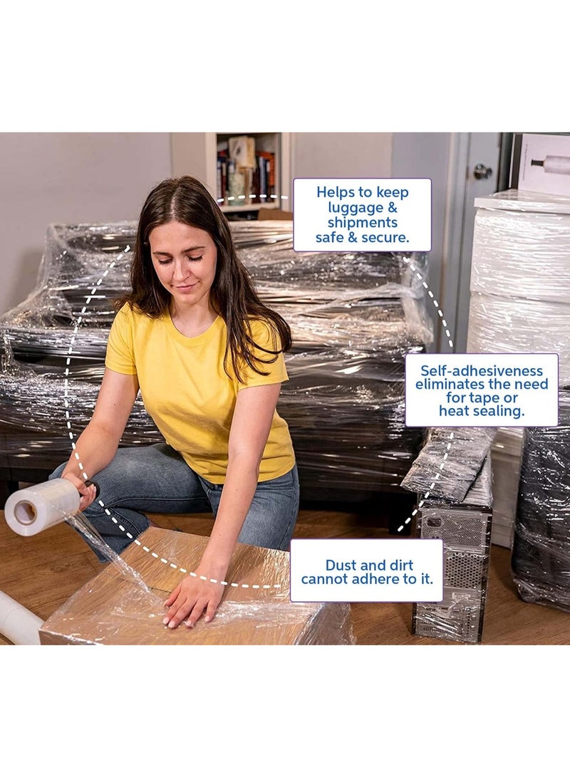 Hi-Care Stretch Film Plastic Wrap Roll –Transparent- Industrial Heavy Duty Shrink Wrap Cling Film for Packing furniture, Luggage wrapping, Plastic Clear roll for moving Supplies - Image 3