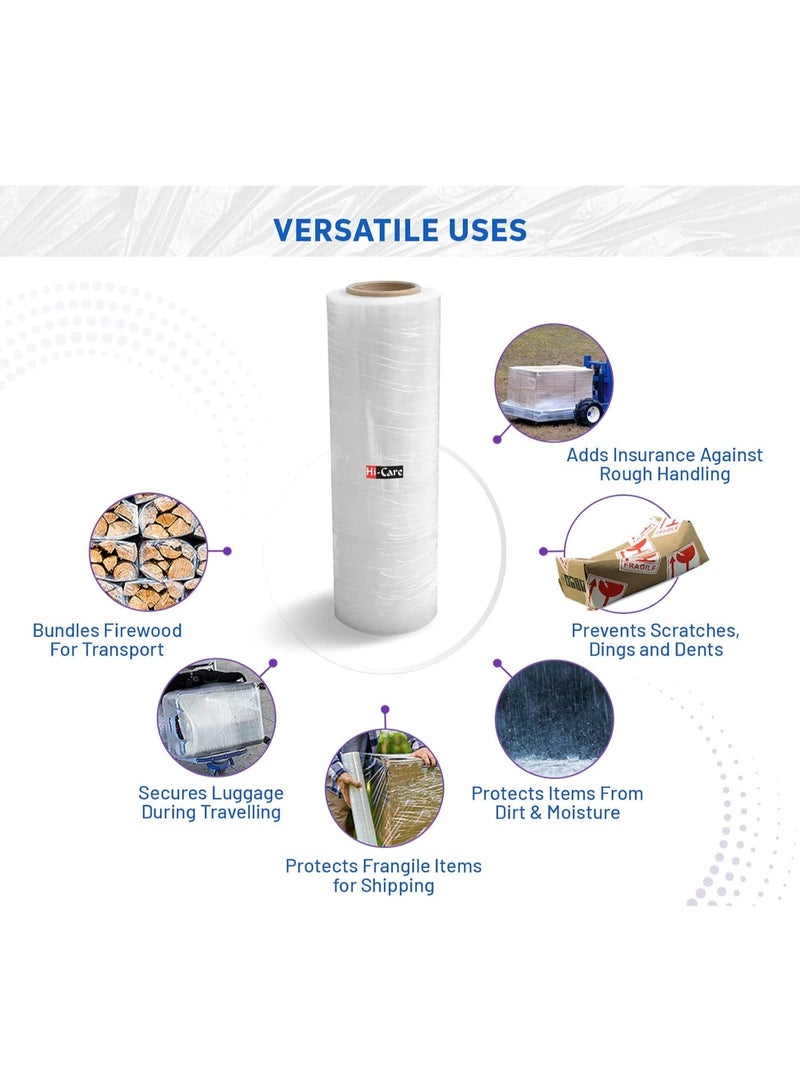 Hi-Care Stretch Film Plastic Wrap Roll –Transparent- Industrial Heavy Duty Shrink Wrap Cling Film for Packing furniture, Luggage wrapping, Plastic Clear roll for moving Supplies - Image 4