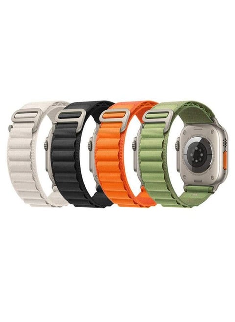 4Pack for Apple Watch Alpine Loop Band 49mm/45mm/44mm Nylon Woven Sport Strap Compatible with iWatch Series 8/Ultra/7/SE/6/5/4/3/2/8 White/Green/Orange/Black
