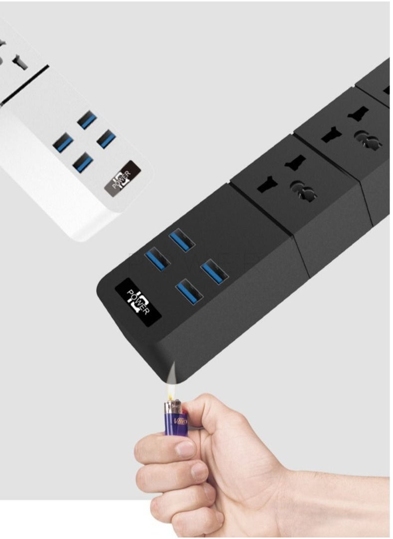 NIBEMINENT - 3 Sets Of Hole Power Cord Safety Socket With 4 USB 1.8 Meter Cable With Protection Function - Image 1