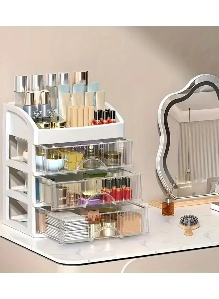 ORiTi منظم مكياج للطاولة، صندوق تخزين كبير بسعة مع درج لدواليب الملابس، الحمام وسطح الطاولة، حامل رائع لمستحضرات التجميل، العطور، العناية بالبشرة واللوازم الشخصية - Image 4