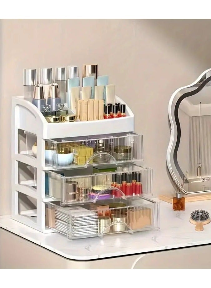 ORiTi منظم مكياج للطاولة، صندوق تخزين كبير بسعة مع درج لدواليب الملابس، الحمام وسطح الطاولة، حامل رائع لمستحضرات التجميل، العطور، العناية بالبشرة واللوازم الشخصية - Image 3