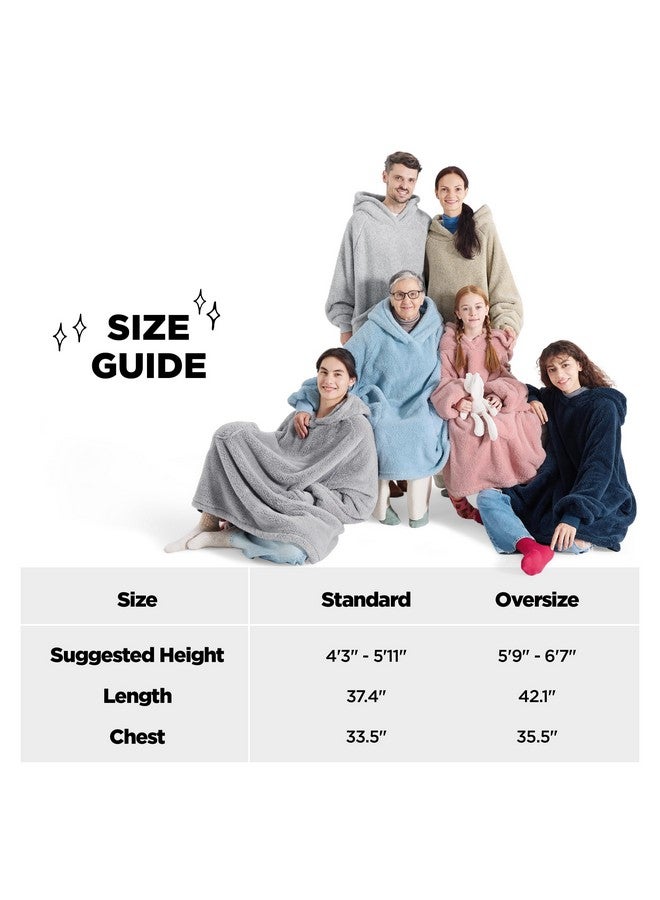 Bedsure Bedsure Wearable Blanket Hoodie Gifts for Women - Cozy Sherpa Hoodie Blanket for Adult Men, Warm Hooded Blanket Sweatshirt, Grey - Image 5