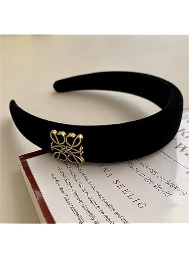 بيوينتي Fashion Headbands, Black Velvet Headband for Women, Classic Retro Design Hair, Suitable for Women Fashion Headband (Black) - Image 2