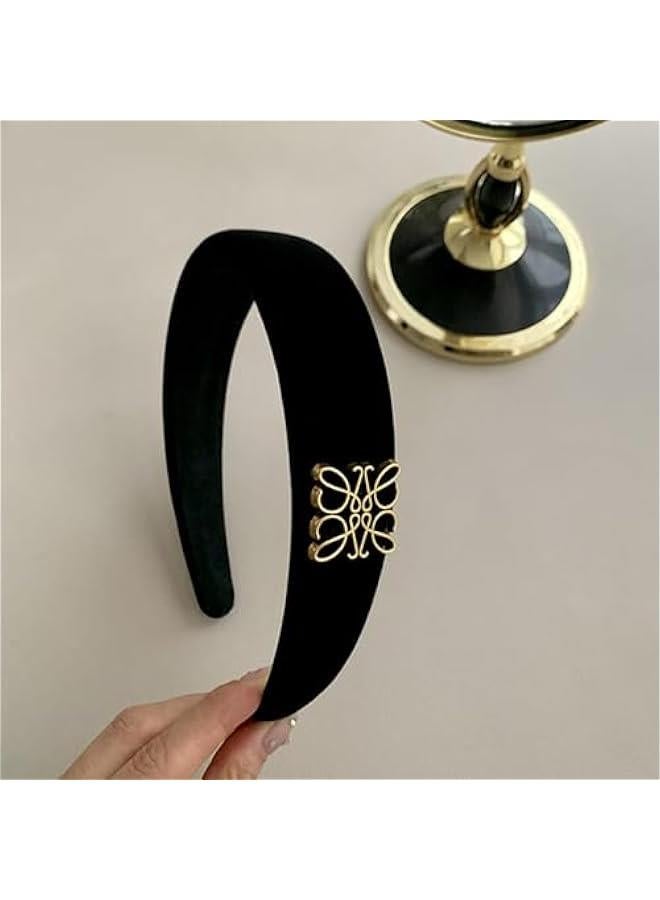 بيوينتي Fashion Headbands, Black Velvet Headband for Women, Classic Retro Design Hair, Suitable for Women Fashion Headband (Black) - Image 3