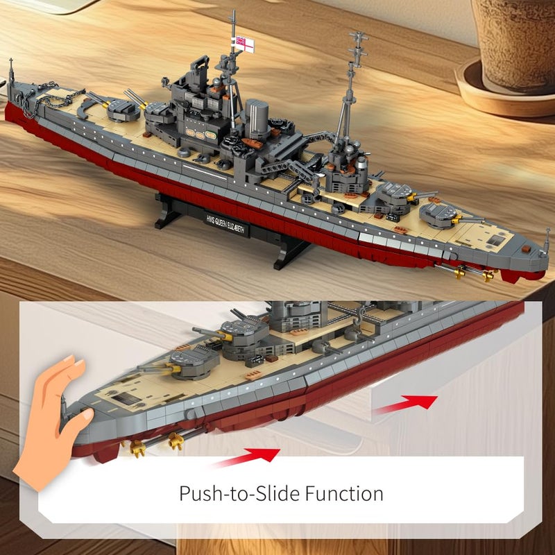 DUANT Queen Elizabeth-Class Battleship Building Set,WWII Royal Navy Warship, Military Series Large-Scale Battleship Construction Toy, Adult Collectible Ship Model(39056) - Image 5