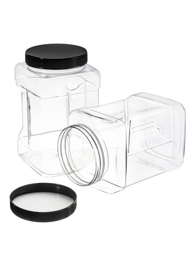 Lawei 3 Pack Square Clear Plastic Jars, 98 Oz Wide Mouth Storage Containers with Screw-On Lids, Refillable BPA Free Empty PET Jars for Dry Goods Peanut Cookies Candy, Easy Grip Airtight Storage Jar - Image 4