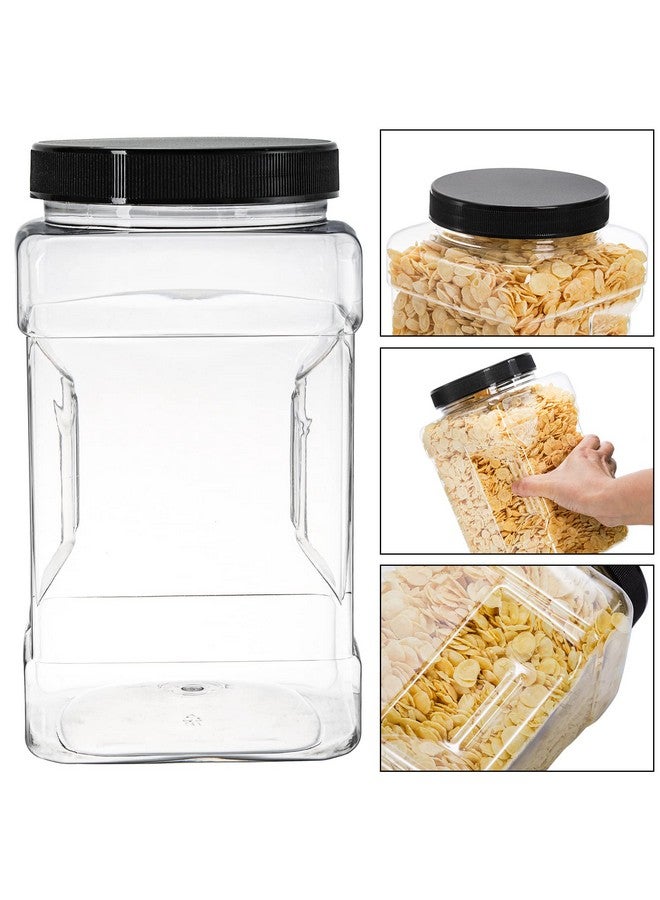 Lawei 3 Pack Square Clear Plastic Jars, 98 Oz Wide Mouth Storage Containers with Screw-On Lids, Refillable BPA Free Empty PET Jars for Dry Goods Peanut Cookies Candy, Easy Grip Airtight Storage Jar - Image 3