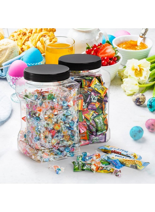 Lawei 3 Pack Square Clear Plastic Jars, 98 Oz Wide Mouth Storage Containers with Screw-On Lids, Refillable BPA Free Empty PET Jars for Dry Goods Peanut Cookies Candy, Easy Grip Airtight Storage Jar - Image 5