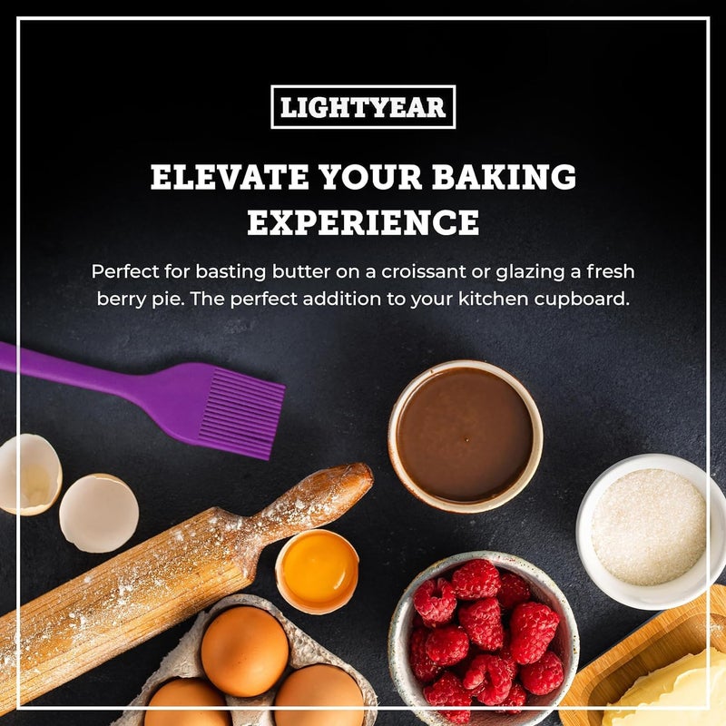Lightyear Silicone Basting Pastry Brush Set (2 Pcs) ❘ 450°F Heat Resistant Oil Brush for Your Kitchen - Ideal For BBQ’s, Baking & Cooking 100% Food Grade Silicone - BPA Free & Dishwasher Safe (Purple) - Image 2