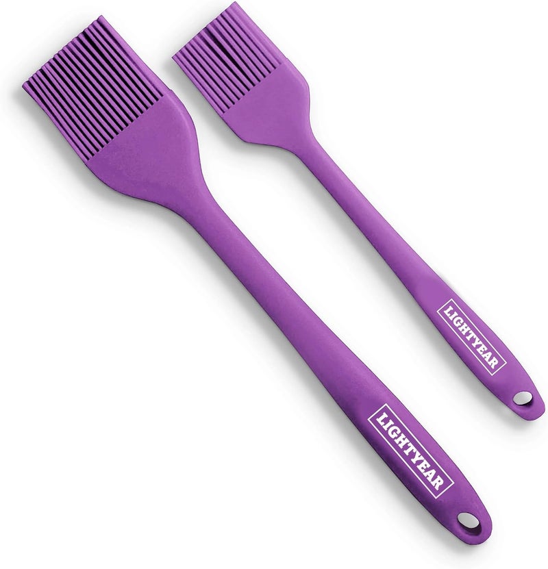 Lightyear Silicone Basting Pastry Brush Set (2 Pcs) ❘ 450°F Heat Resistant Oil Brush for Your Kitchen - Ideal For BBQ’s, Baking & Cooking 100% Food Grade Silicone - BPA Free & Dishwasher Safe (Purple) - Image 1