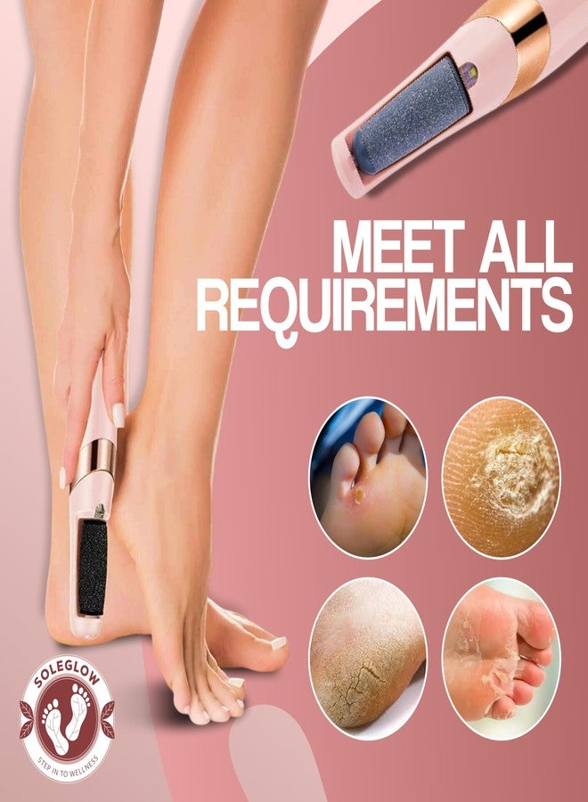 SOLEGLOW Flawless Pedi Electronic Pedicure Tool, Cordless & Rechargeable, with 2 Roller Heads for Callus Removal, Dead Skin Smoothing, and Polishing - Image 5