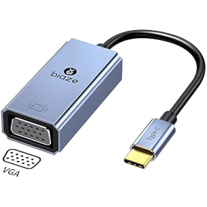 rayihni ZH196 USB C TO VGA ADAPTER, TYPE-C 3.1 OF VGA CONVERTER, FULL HD TYPE C TO VGA COMPATIBLE WITH IPHONE 15 PLUS PRO MAX,MACBOOK AIR 2022,IPAD,IMAC,SAMSUNG GALAXY TAB,DELL XPS,SURFACE - Image 1