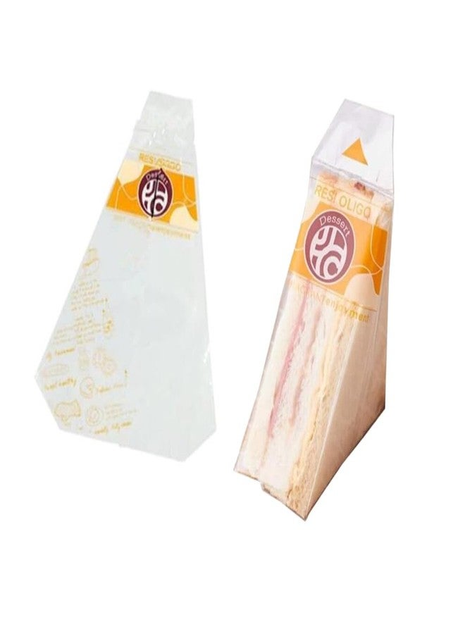 Ebonee Plastic Sandwich Packaging Bags Transparent Sandwich Containers, Easy to Tear Clear Triangle Bakery Wrappers for Sandwiches (100 Pack) - Image 1