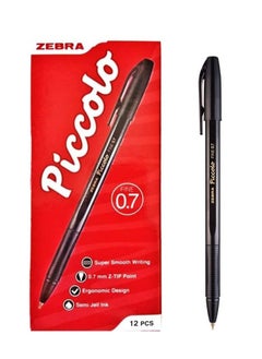 ZEBRA Piccolo Ball Pen, 0.7mm, Pack of 12, Black  - Image 1