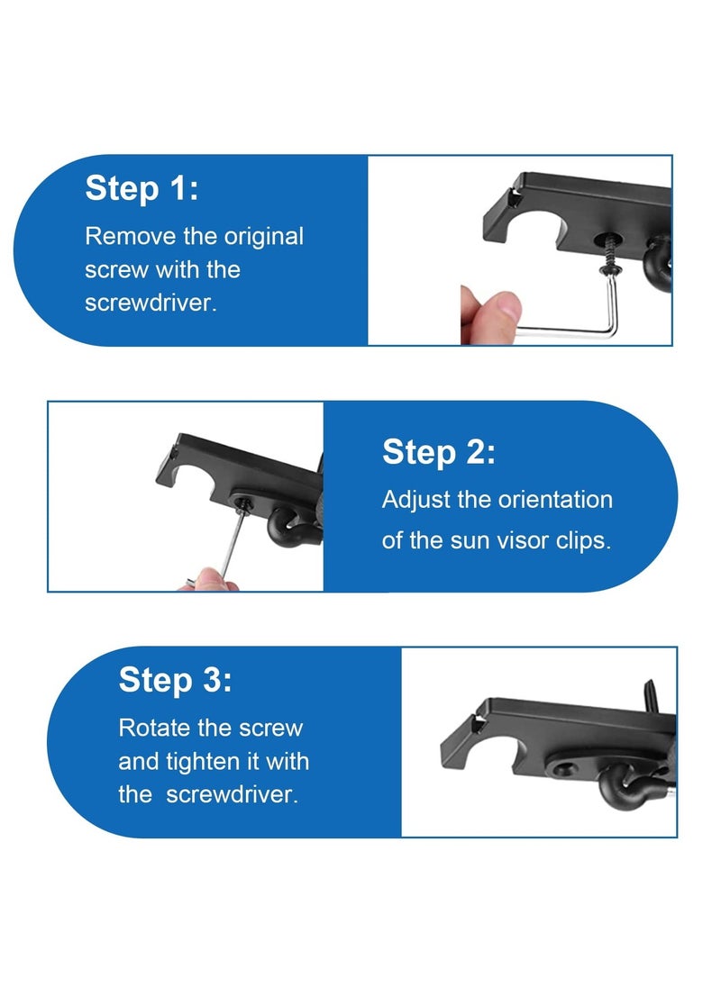 Excefore 2 Pack Wrangler Sun Visor Replacement Repair Kit with Screws Wrench, Included Portable Mounting Clips Accessories, Suitable for Jeep Wrangler JK 2018/Wrangler 2018-2022/Gladiator 2020-2022  - Image 5