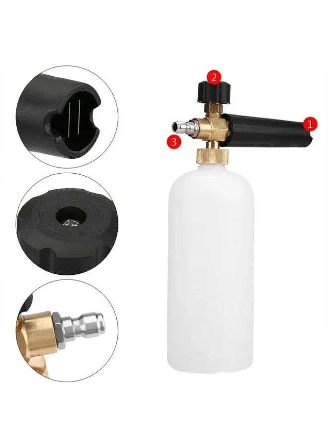 1L Adjustable Foam Sprayer Bottle – Heavy Duty Car Wash Foam Lance with Quick Release Brass Nozzle | High Pressure Snow Foam Gun for Power Washer - Image 1