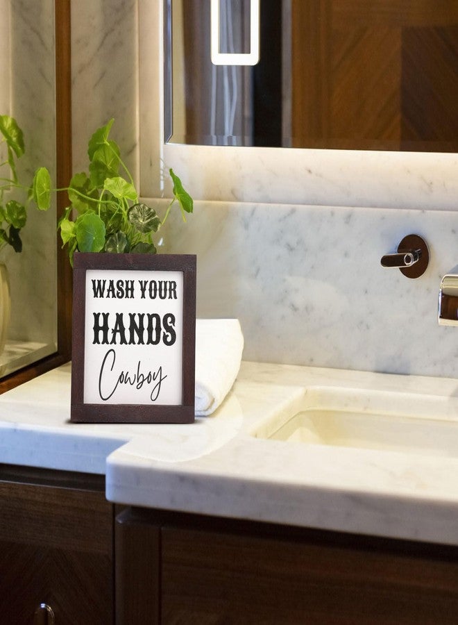 Nichake Framed Western Bathroom Decor - Wash Your Hands Cowboy Sign, Farmhouse Decoration for Toilet, Restroom Shelf, Modern Rustic Decor - Image 3