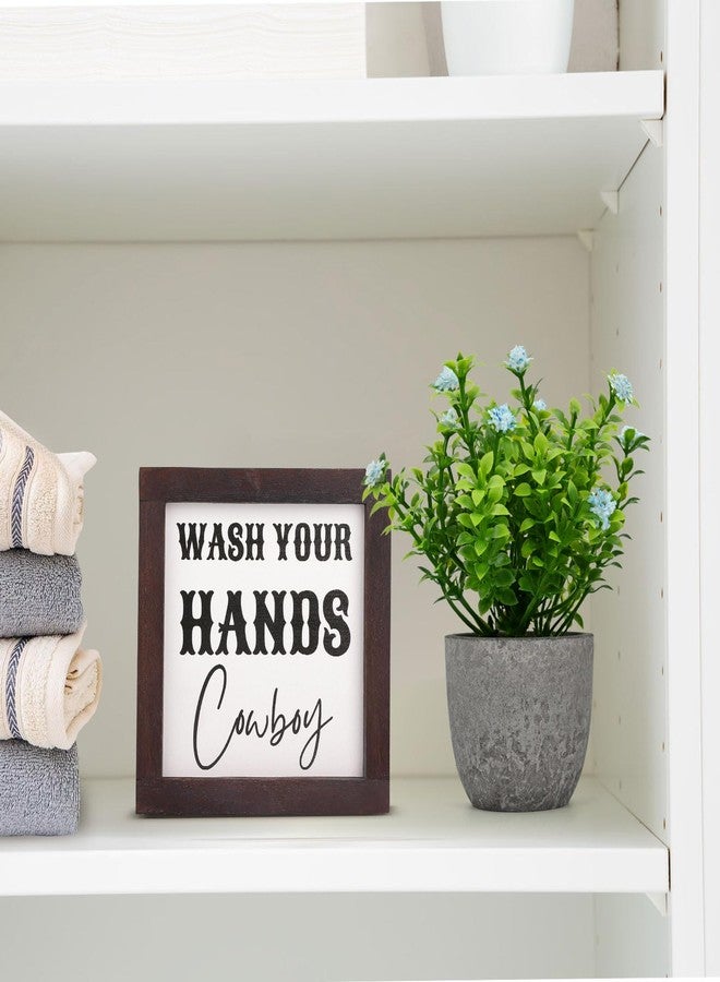 Nichake Framed Western Bathroom Decor - Wash Your Hands Cowboy Sign, Farmhouse Decoration for Toilet, Restroom Shelf, Modern Rustic Decor - Image 4