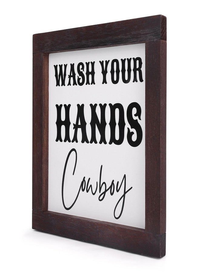 Nichake Framed Western Bathroom Decor - Wash Your Hands Cowboy Sign, Farmhouse Decoration for Toilet, Restroom Shelf, Modern Rustic Decor - Image 1