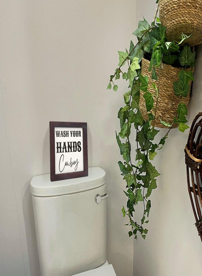 Nichake Framed Western Bathroom Decor - Wash Your Hands Cowboy Sign, Farmhouse Decoration for Toilet, Restroom Shelf, Modern Rustic Decor - Image 5