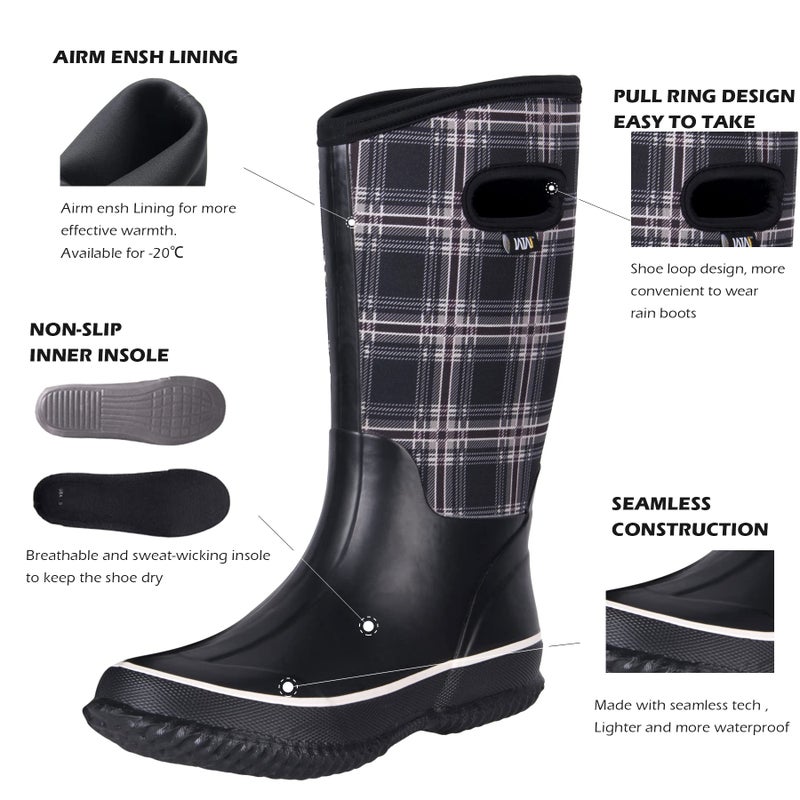 WTW Mid Calf Rain Boots for Women - Waterproof Insulated Neoprene Mud Boots Outdoor Hunting Garden Boots - Image 4