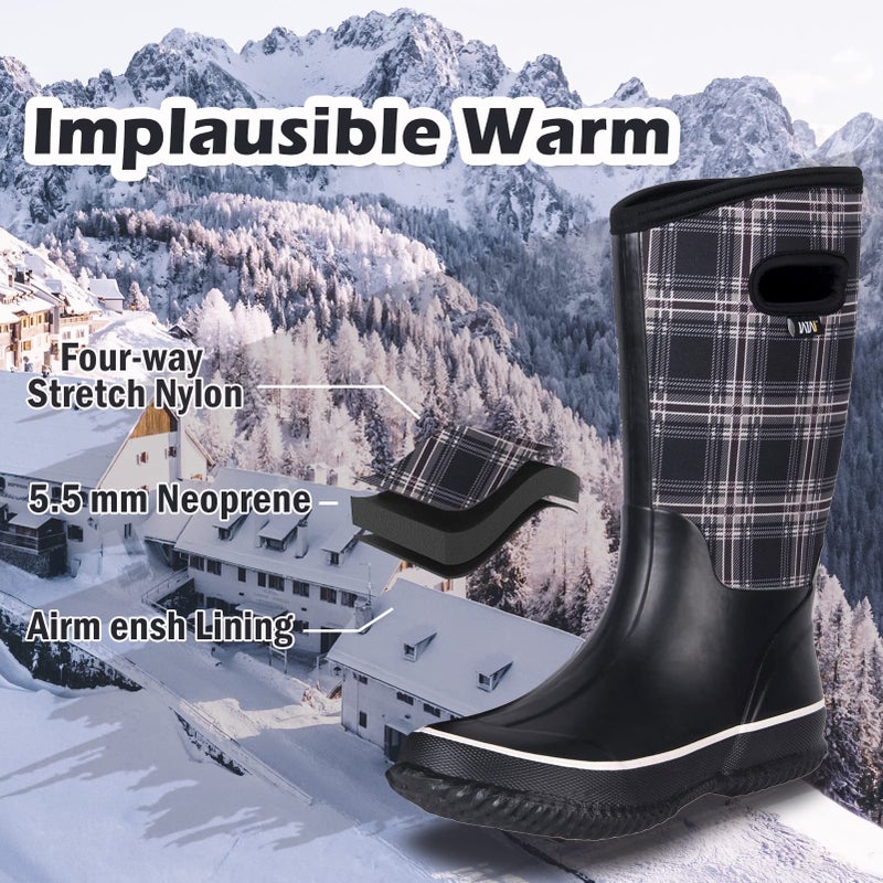 WTW Mid Calf Rain Boots for Women - Waterproof Insulated Neoprene Mud Boots Outdoor Hunting Garden Boots - Image 5