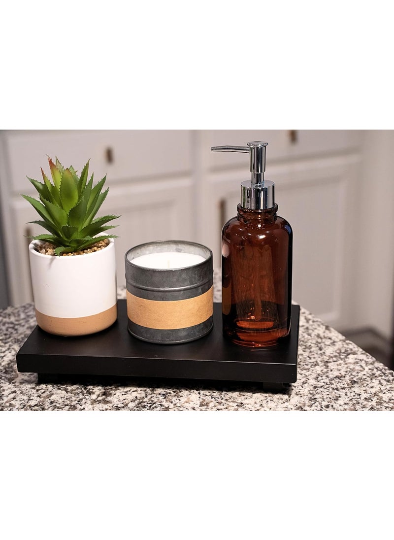 Craftsline Craftsline Wooden Tray for Bathroom Decor 11 inch Small Wood Riser for Pedestal Stand Display Decorative Footed Tray for Candles Soap Guest Towels Black Bathroom Tray 11 x 55 x 2 in  - Image 4