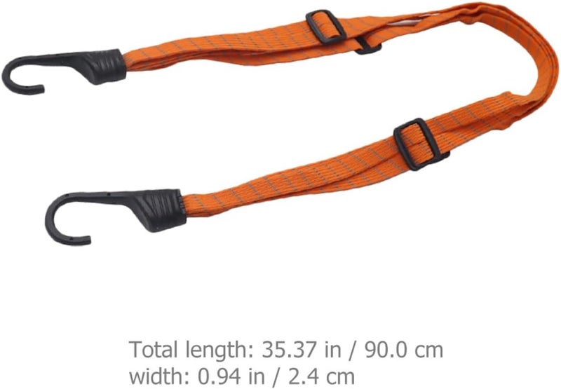 Cabilock 4pcs Orange 90cm Motorcycle Tie-Down Straps with Hooks, Elastic Nylon Cargo Binding Belts for Helmet and Luggage Fixing on Motorbikes and Electric Bikes - Image 2