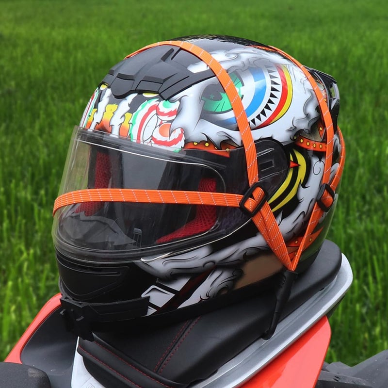 Cabilock 4pcs Orange 90cm Motorcycle Tie-Down Straps with Hooks, Elastic Nylon Cargo Binding Belts for Helmet and Luggage Fixing on Motorbikes and Electric Bikes - Image 3